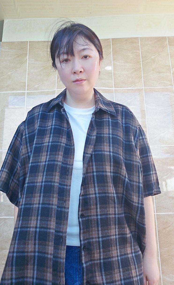 스탠다드에러 87-STAN200 레거시 빈티지 오버핏 반팔 체크 셔츠 블랙