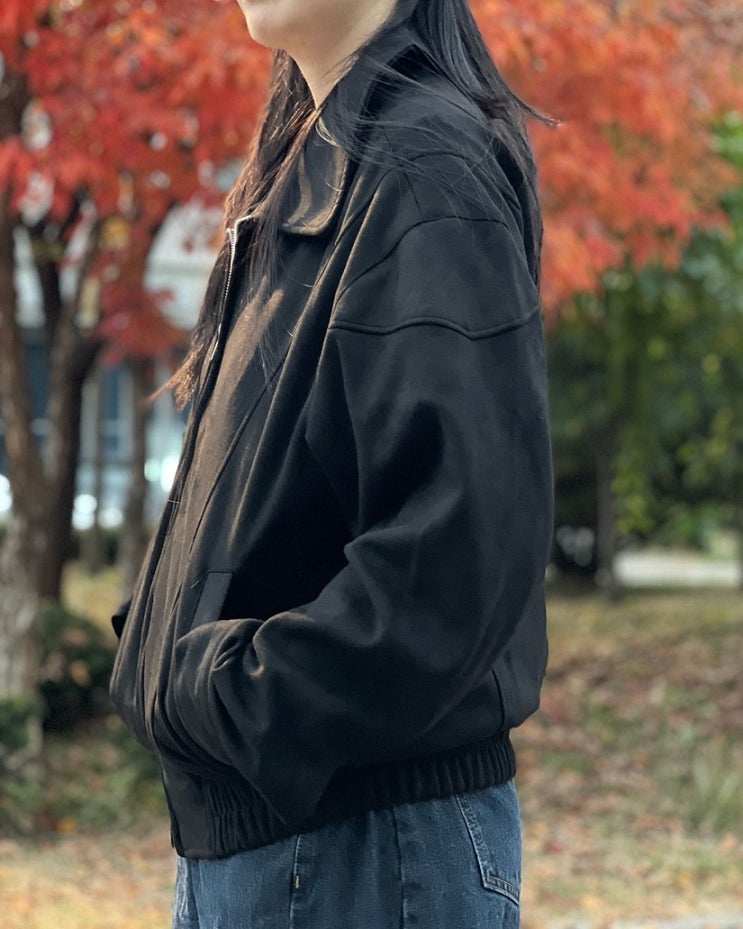스탠다드에러 87-STAN061 레이어 라인 스웨이드 블루종 자켓 블랙 착용 후기