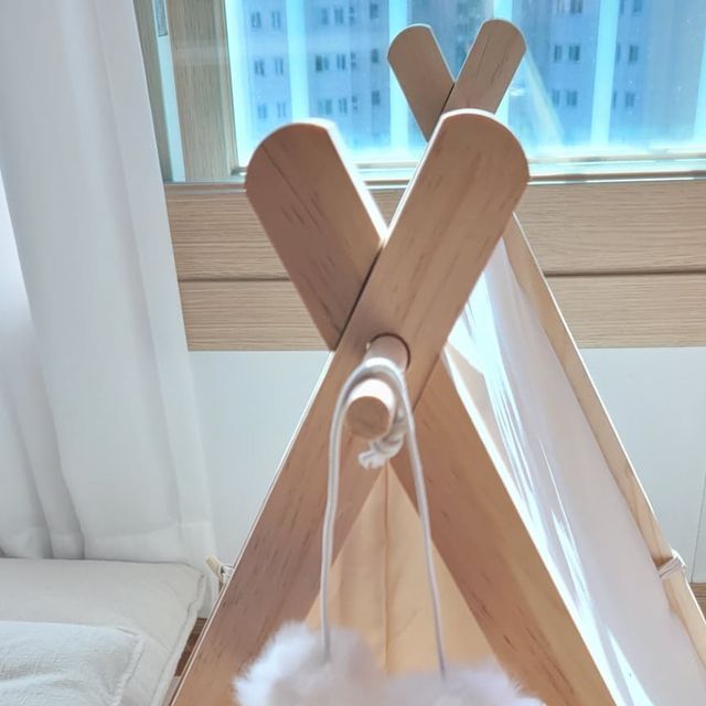 에일린의행복한리뷰 on Instagram: "#광고 매일 잘 때마다 제 침대에 올려달라고 때쓰는 루키에게 예쁜 #강아지텐트 마련해줬더니 나올 생각을 안하네요~ㅎㅎ 폭신하고 부드러운 방석까지 세트