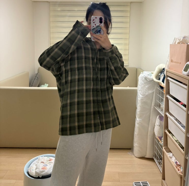 비바브라운 후드체크셔츠 패션브랜드