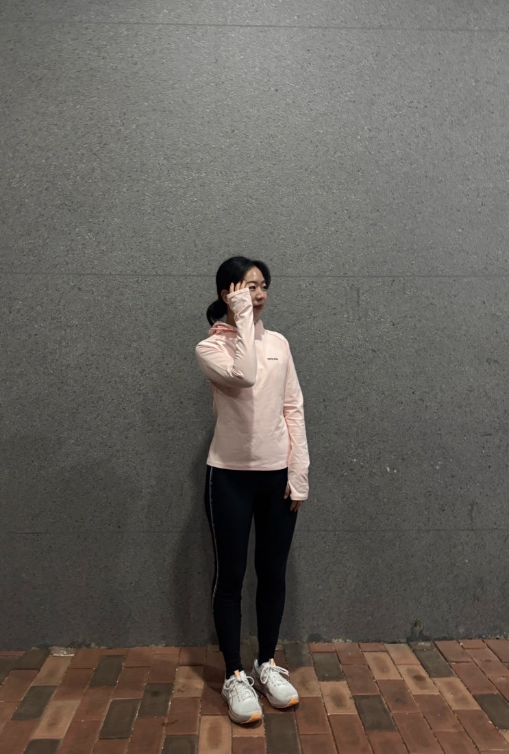 여성러닝복 겨울러닝 스틸리즘 러닝후드 파스텔 핑크