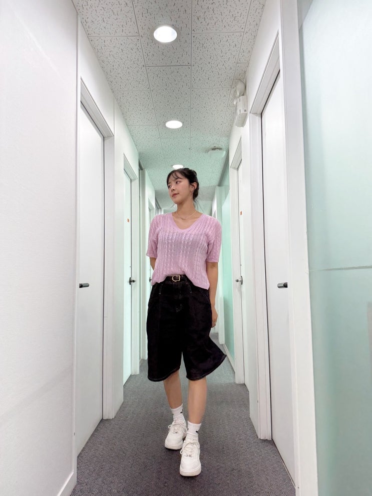 여름 반바지 추천 | 스텐다드에러 스티치 카펜터 버뮤다 데님팬츠 블랙
