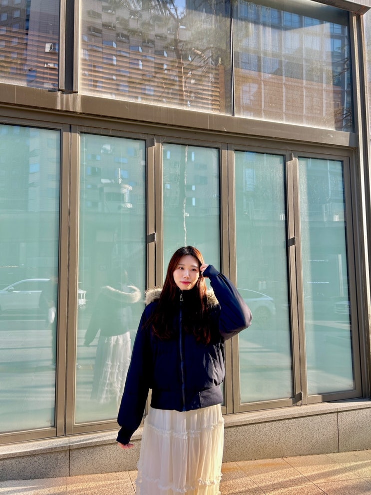 오사와(OSAWA) 퍼 디테일 오버핏 패딩 네이비 착용 후기