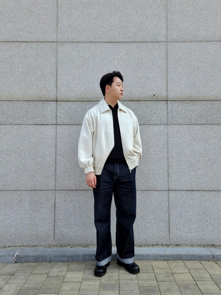 남자 봄 아우터 추천 [스탠다드에러 87-STAN009 스탠다드 블루종 스웨이드 자켓 아이보리 후기]