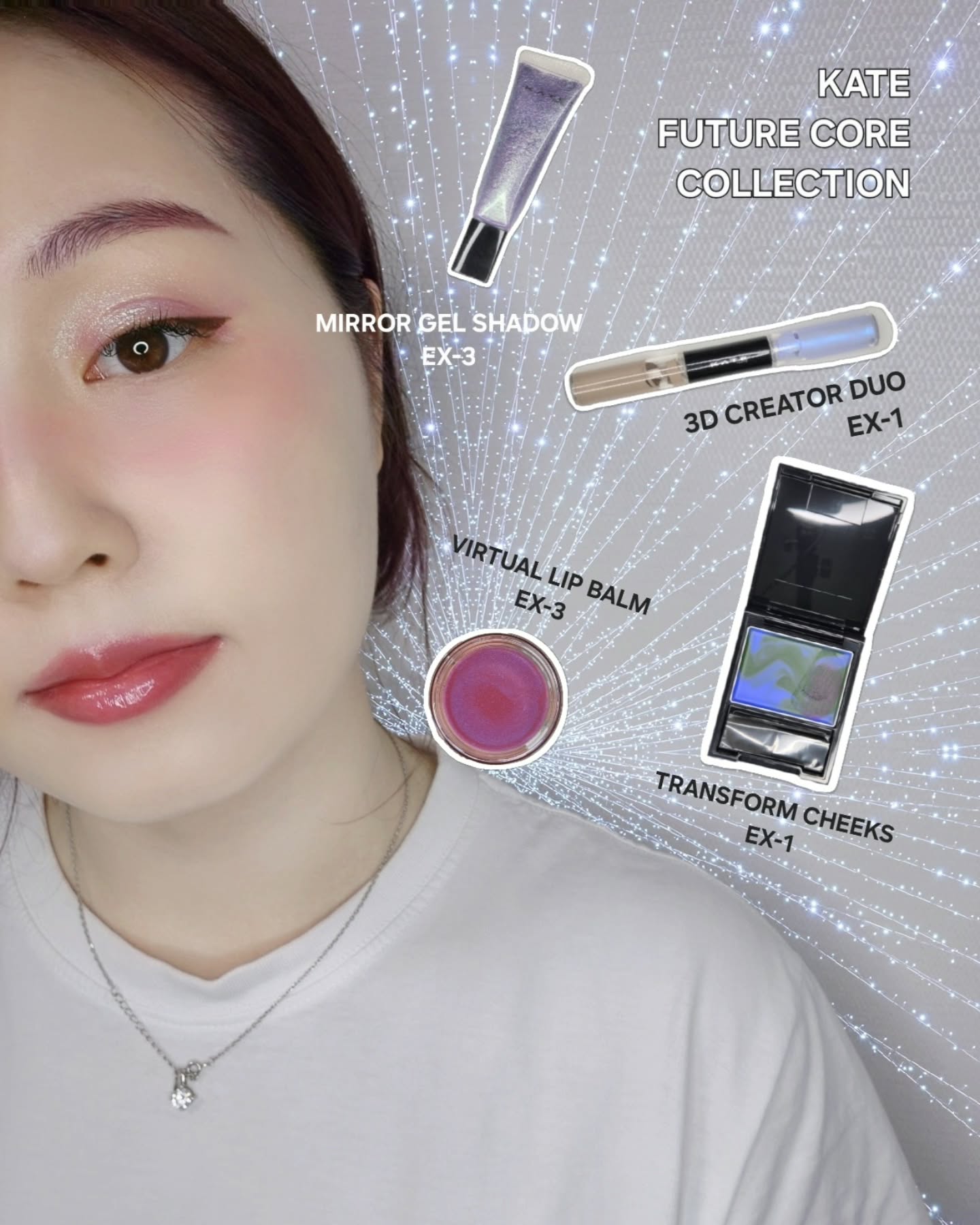 #광고 kate.korea

#케이트한정판 #퓨처코어컬렉션 을 소개합니다💜

케이트 퓨처코어 컬렉션으로 미래지향적인 느낌의 메이크업 해봤어요🤖

🏙3D 크리에이터 듀오 EX-1
쉐이딩과 하이라이터가 동시에 들어있는 듀오타입. 쉐딩은 밀착력이 좋고 하이라이터는 생각보다 무난?!해서 데일리로도 쓸 수 있어요✨️
쉐딩컬러 붉은기.노란기 쏙 빠진 컬러라 쿨톤들에게 추천합니다😆

🏙버츄얼 립밤 EX-3
레드 베이스에 연보라빛 펄이 들어간 립밤이에요💋 생각보다 엄청 촉촉하고 색상은 무난한 편이에요! 보이는거에 비해 꽤나 미지근한 느낌..? 올리브영에서도 만나보실 수 있습니다😉

🏙트랜스폼 치크 EX-1
착색이 있는 편이라고 설명에 나와 있어서 걱정했는데 직접 발랐을 때는 생각보다 착색이 많이 되진 않았어요👀 형광기 많이도는 체리 코랄레드에요. 발색이 강한편이니 양조절 잘해야합니다‼️볼에 올렸을 때는 레드기가 좀 더 많이 돌았어요❣️

🏙미러젤 섀도우
짜서 쓰는 타입의 튜브형 섀도우. 수분감 있게 발리다가 밀착되고 나면 수분기가 조금 사라져요. 밀착력이 좋은 편이에요👍 홀로그램 느낌의 펄이라 퓨처코어 컬렉션 중 제일 사이보그 느낌이 많이나요🤖 튀는거 좋아하는 까마귀지만 데일리로는 힘들 것 같아요,, 그래도 예쁩니다💜

#글로우픽체험단 #글로리그램 #케이트퓨처코어 #올리브영립밤 #퓨처코어 glowpick_official #futurecore #kate #makeup #bluecore #motd #lotd #쿨톤 #쿨톤메이크업 #쿨톤섀도우