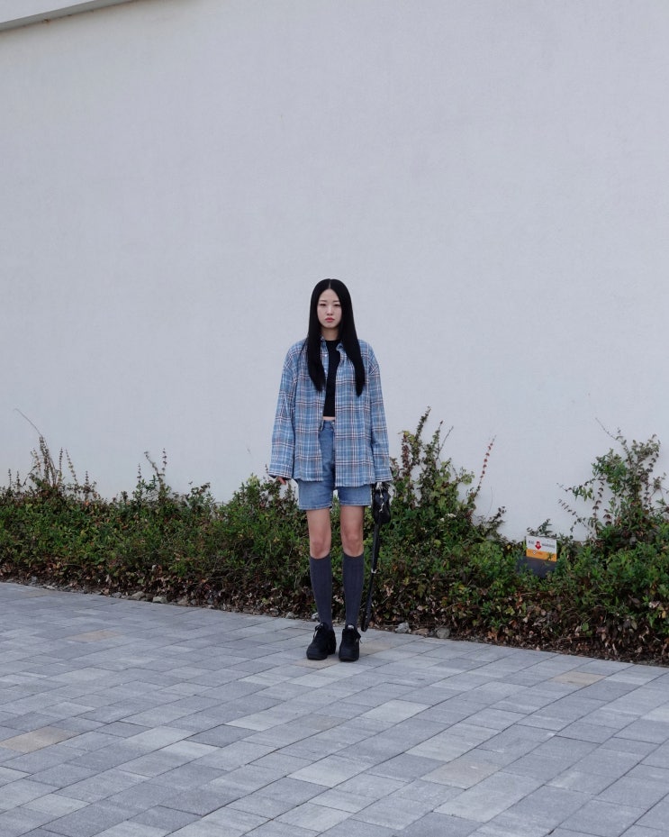 스탠다드에러 레트로 플레이드 오버핏 긴팔 체크 셔츠
