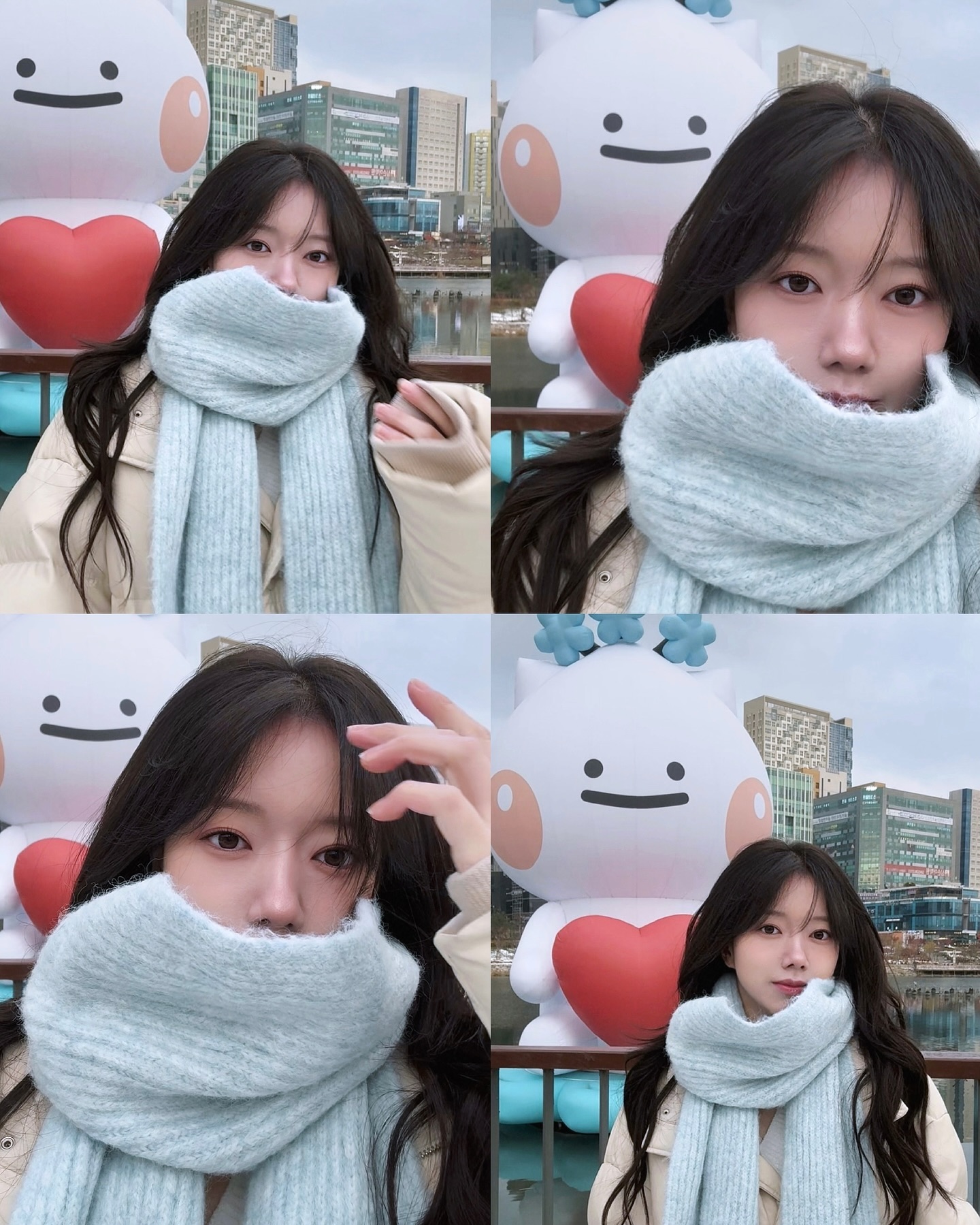 뒤로 갈수록 그라데이션 신남
하남이 눈사람 만드느라 손빨개짐☃️
고무장갑 낀거 아님

#하남이 #미사호수공원