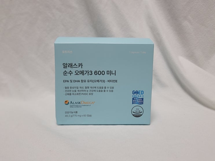 유트리션 알래스카 순수 오메가3 600 미니: 비린내 없는 크기 작은 오메가3로 온 가족 건강 챙기기!