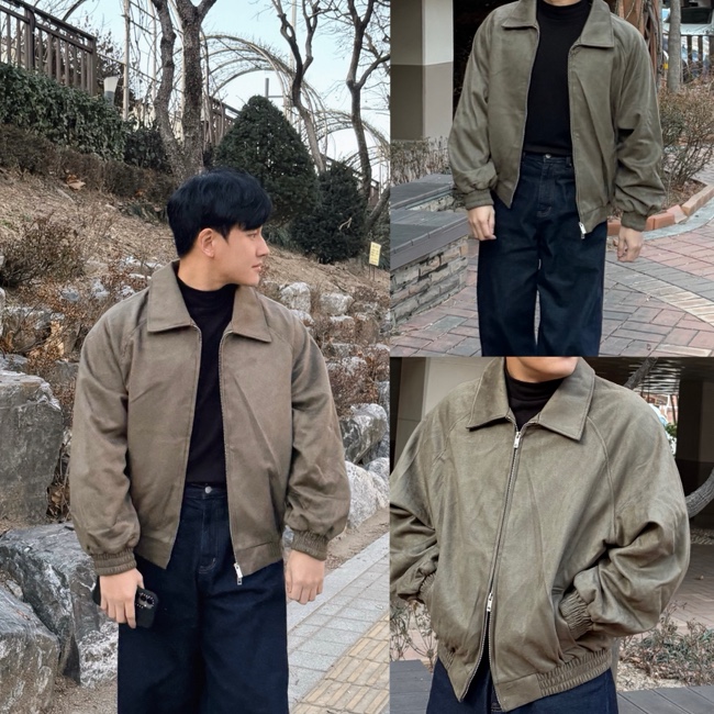스탠다드에러 캐주얼하게 입기 좋은 87-STAN05 봄 가을 가죽 자켓 정석! / 나그랑 스웨이드 블루종 자켓 커플룩 시밀러룩