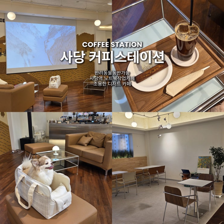 [사당] 노트북작업 카페 "커피스테이션" | 사당역 반려동물동반 대형카페 추천