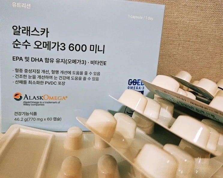 비린내 없는 고함량 오메가3 찾는다면 유트리션 알래스카 순수 오메가3 600 미니