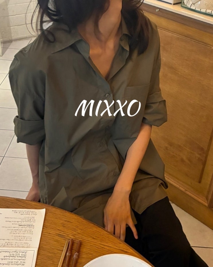 미쏘 셔츠 추천 내돈내산 오버핏 포켓 셔츠 카키 코디팁
