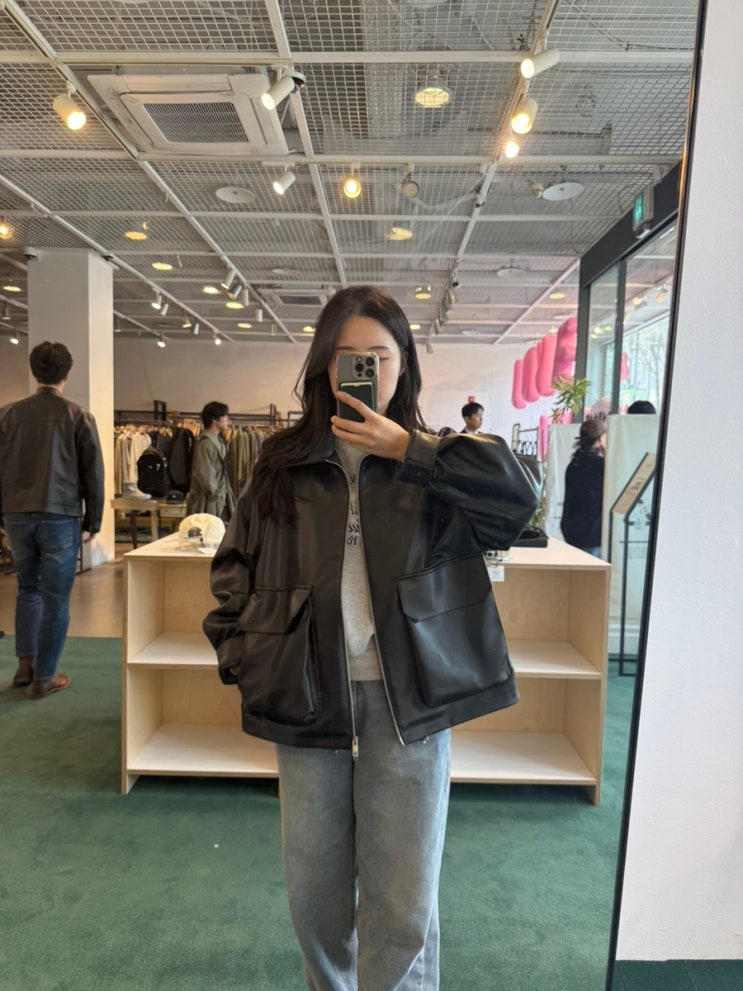 아이러브포르노화이트라인 가죽자켓 레더자켓 봄코디 추천