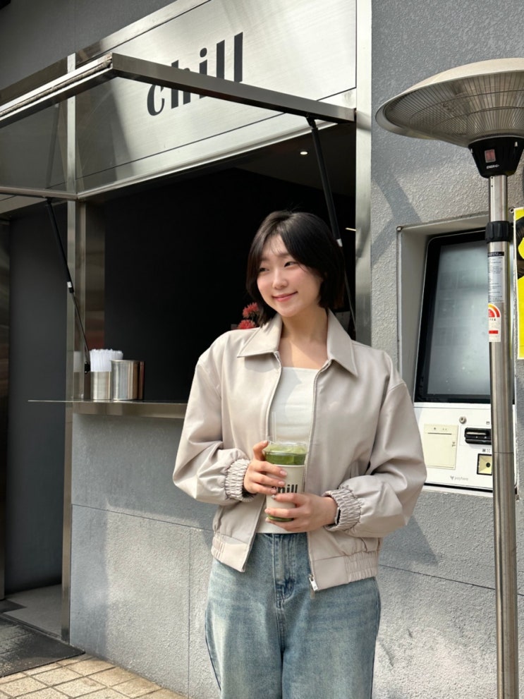 [비바브라운]85-VIVA146 누벨 카라 블루종 레더 자켓 아이보리 착용후기 | 환절기 자켓 | 아우터 추천