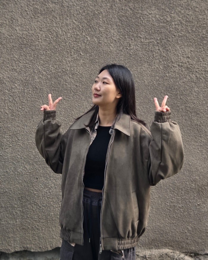스탠다드에러 카키색 비건 스웨이드자켓 M사이즈 후기, 다가오는 봄 데일리룩 :)