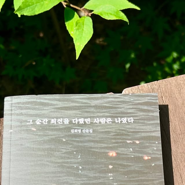 Moon on Instagram: "#광고 [문학공방] 도서 
<그 순간 최선을 다했던 사람은 나였다>

2018년 출간 도서의 개정판 도서로 
표지가 확 바뀌고 내용이 조금 변경되었는데
좀 더 작가의 감성이 잘 느껴져요 💁🏻‍♀️

20대에게 추천해줄만한 책
힘들 때 위로받기 좋은 책
청춘 위로도서
사회초년생 번아웃 위로 공감 에세이

고마워요 또 봐요 @munhak_gongbang.official 

#광고#에세이#에세이추천#책#책추천#일상#독서#글#감성#글스타그램#사진#글귀#독립출판#책스타그램#daily#북스타그램#일상스타그램#감성글"