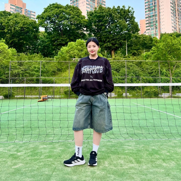 여름 데일리룩 바지추천 스탠다드에러 버뮤다 데님팬츠 빈티지 옐로우