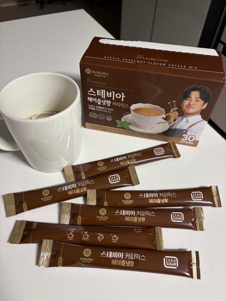 맥널티커피 지진희커피 당제로 스테비아 헤이즐넛향 커피믹스