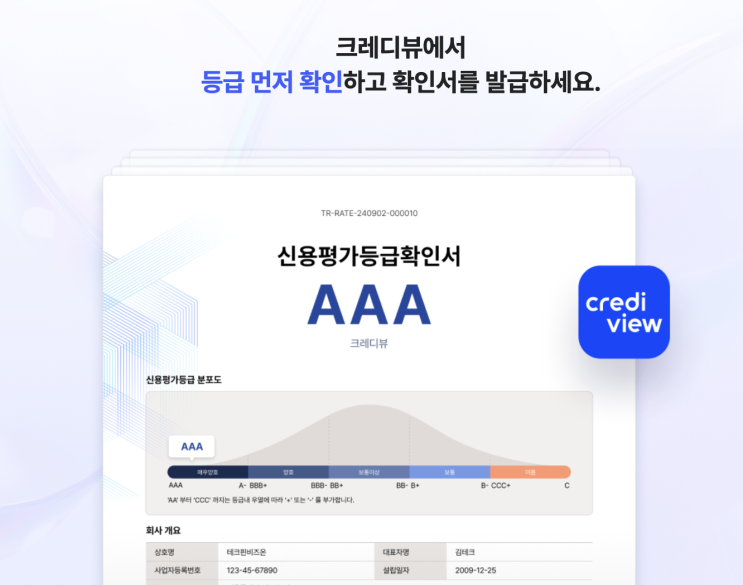 기업신용평가 크레디뷰 무료 신용평가등급조회 신청부터 발급까지 30분