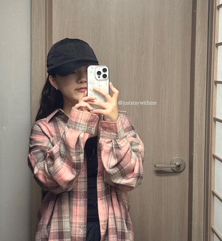 스탠다드에러 빈티지 플레이드 오버핏 포켓 긴팔 체크 셔츠 | 핑크 후기