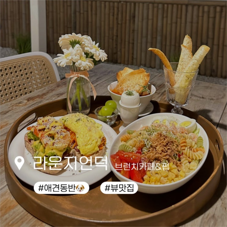 [경남/김해] 애견동반🐶 발리에 온듯한 분위기, 야경뷰 루프탑이 있는, 라운지언덕 브런치카페&펍🌿