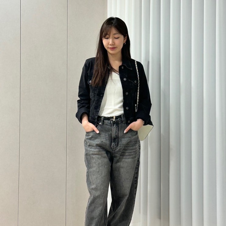 스탠다드에러 와이드 데님팬츠 빈티지그레이 착용 후기
