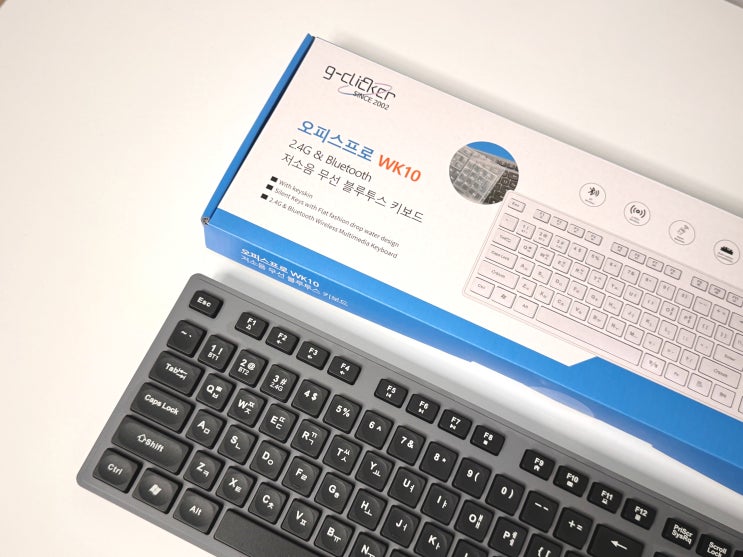 [Tech/키보드]지클릭커 무소음 블루투스 무선 멤브레인 키보드 오피스프로 슬림-블루투스 키보드, 무선 키보드, 저소음 키보드
