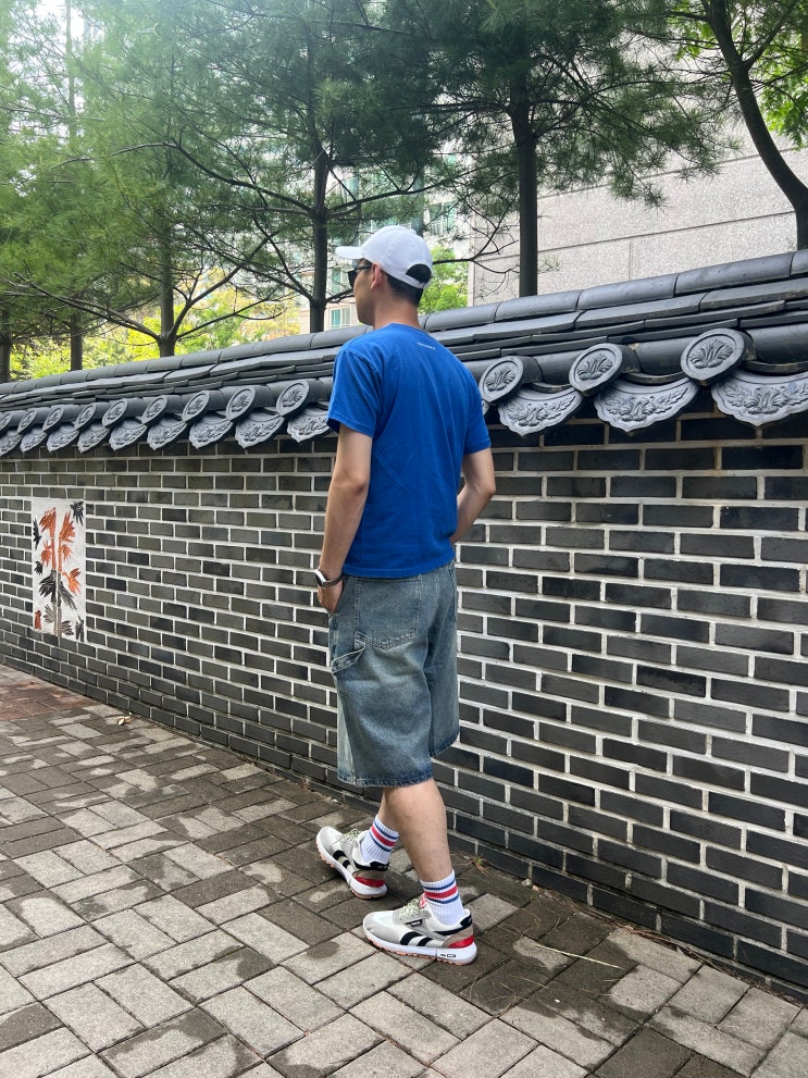 스탠다드에러 87-STAN173 내추럴 미스티 크랙 워싱 핀턱 버뮤다 데님팬츠 빈티지 옐로우 착용 후기