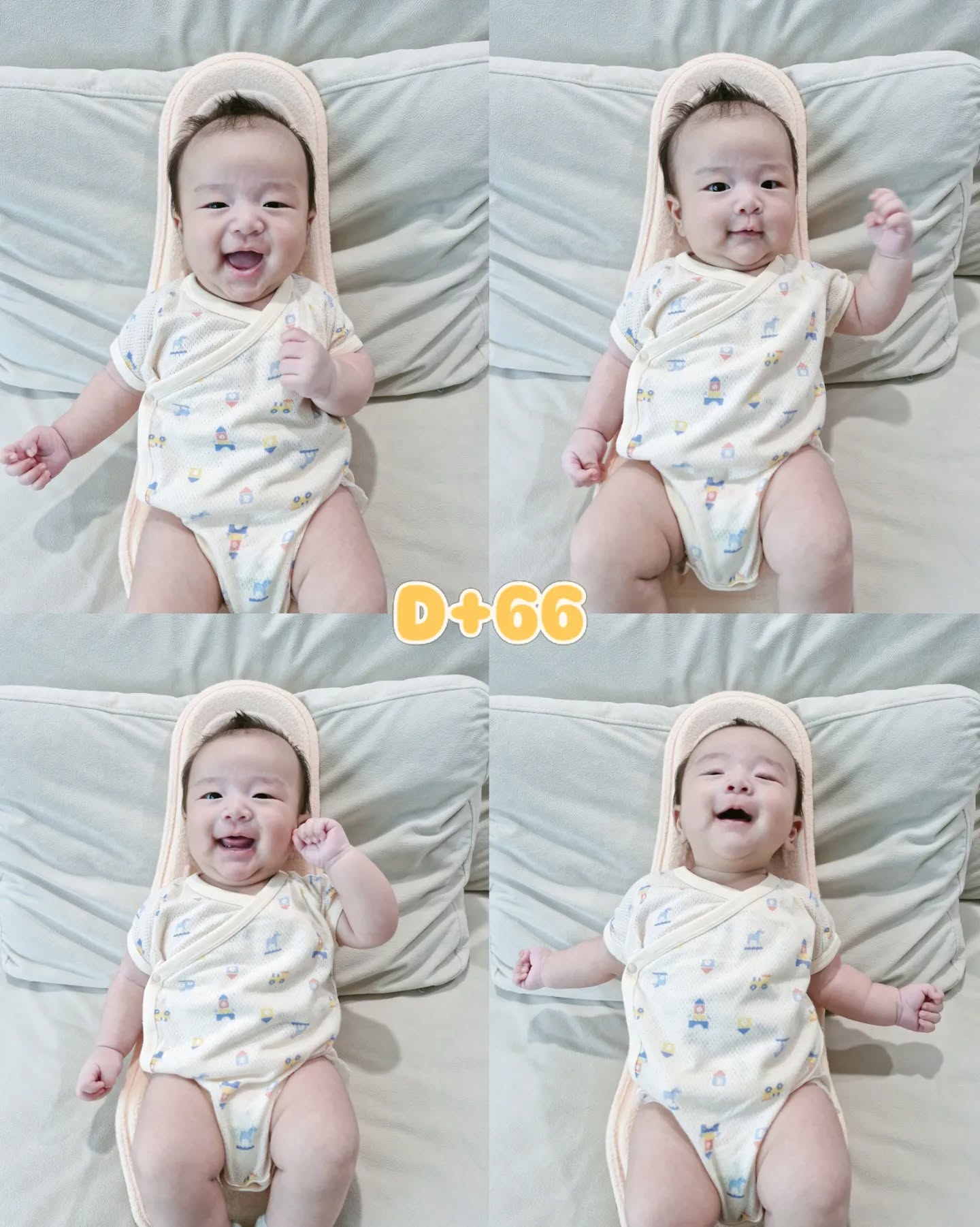 66일차 지혁이💛
 방긋방긋 잘웃고, 어쩔땐 소리내서도 웃고
옹알이도 조금씩시작하는 지혁이, 보고만있어도 행복한요즘👼
.
.
#💙 #d+66 #아기천사 #청용띠