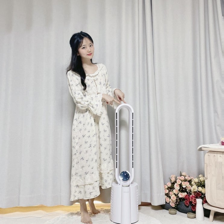 [🌬️아이있는집, 학원, 키즈카페 추천/가습기선풍기🌬️] 버뮤다 날개없는 무엽 타워형 선풍기 실사용후기 / 바람세기테스트 소음테스트 후기영상 있음 / 크기 체감가능 사진 있음