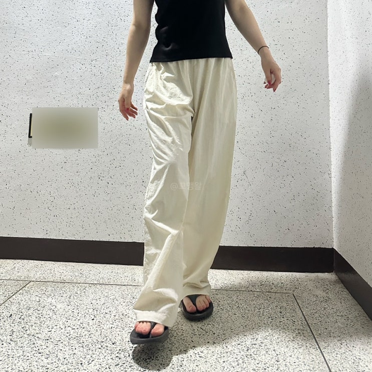 아이러니포르노 윈드브레이커 와이드팬츠 아이보리 후기