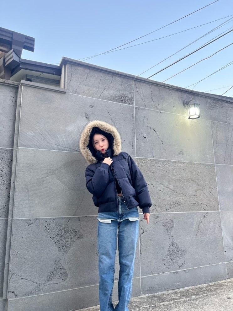 오사와 캠벨 오버핏 퍼 패딩 점퍼 (NAVY) 착용 후기