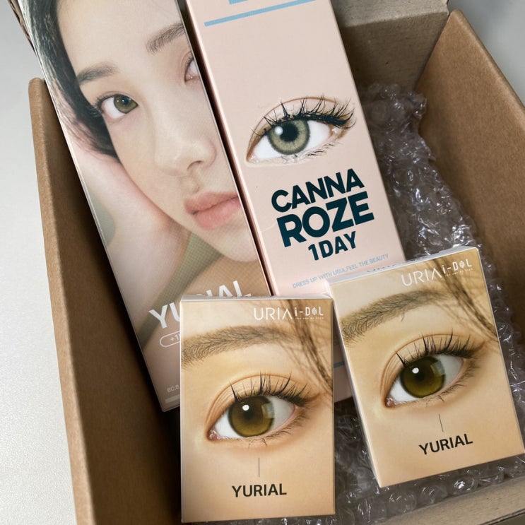 [렌즈추천] 아이돌렌즈 유리알 맑은브라운,물빛 그레이 칸나로제 누드브라운 3종후기