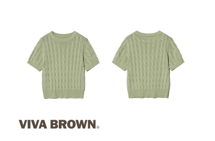 [VIVA BROWN]비바브라운 크롭 꽈배기 니트 반팔 리뷰