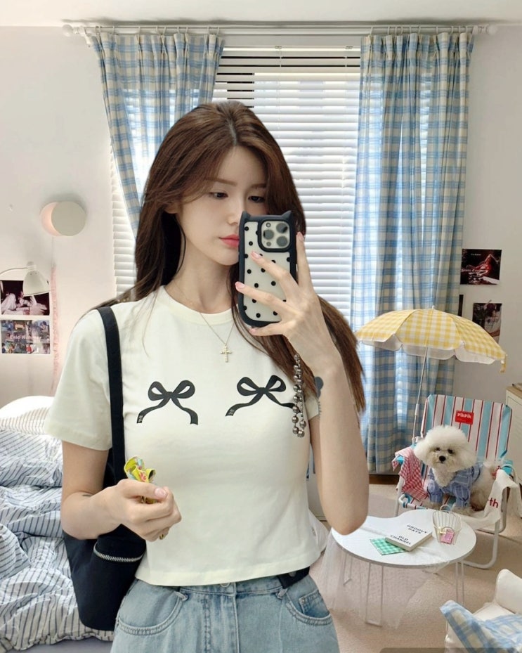 y2k 스타일 크롭티 일리고 리본 반팔티 추천