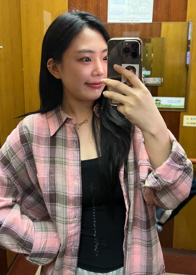 봄 코디 고민 해결해준 간절기셔츠 찾았어요 스탠다드에러 핑크 체크 오버핏 솔직 후기