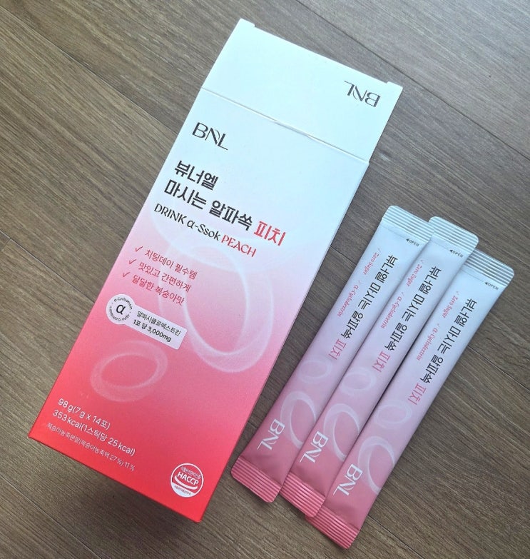다이어트 음료 뷰너엘 알파쏙 피치 마시는 식이섬유 알파CD 원료