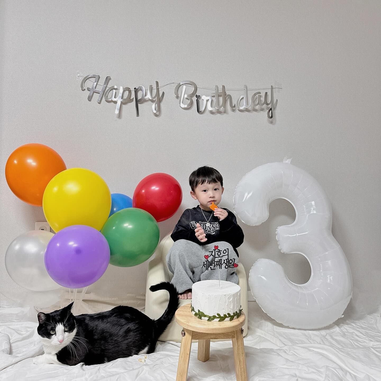 지호의 세번째 생일 기록♡ ⋆⁺₊⋆ 
올 해도 까모와 함께 사진 남기기 ,,

마지막사진 찍은 날 둘이 찍어줬어야했는데 못찍어서,,
쌍커풀있고 없고 차이가 음청나네 
결국 팅팅부은 날 초콜릿으로 꼬셔서 같이찍기..

이거 찍고나서 박지호 까모한테 까모야잘했어~ 라고함ㅋㅋㅋ
둘이 오래오래 사이좋게지내길바래 ♡