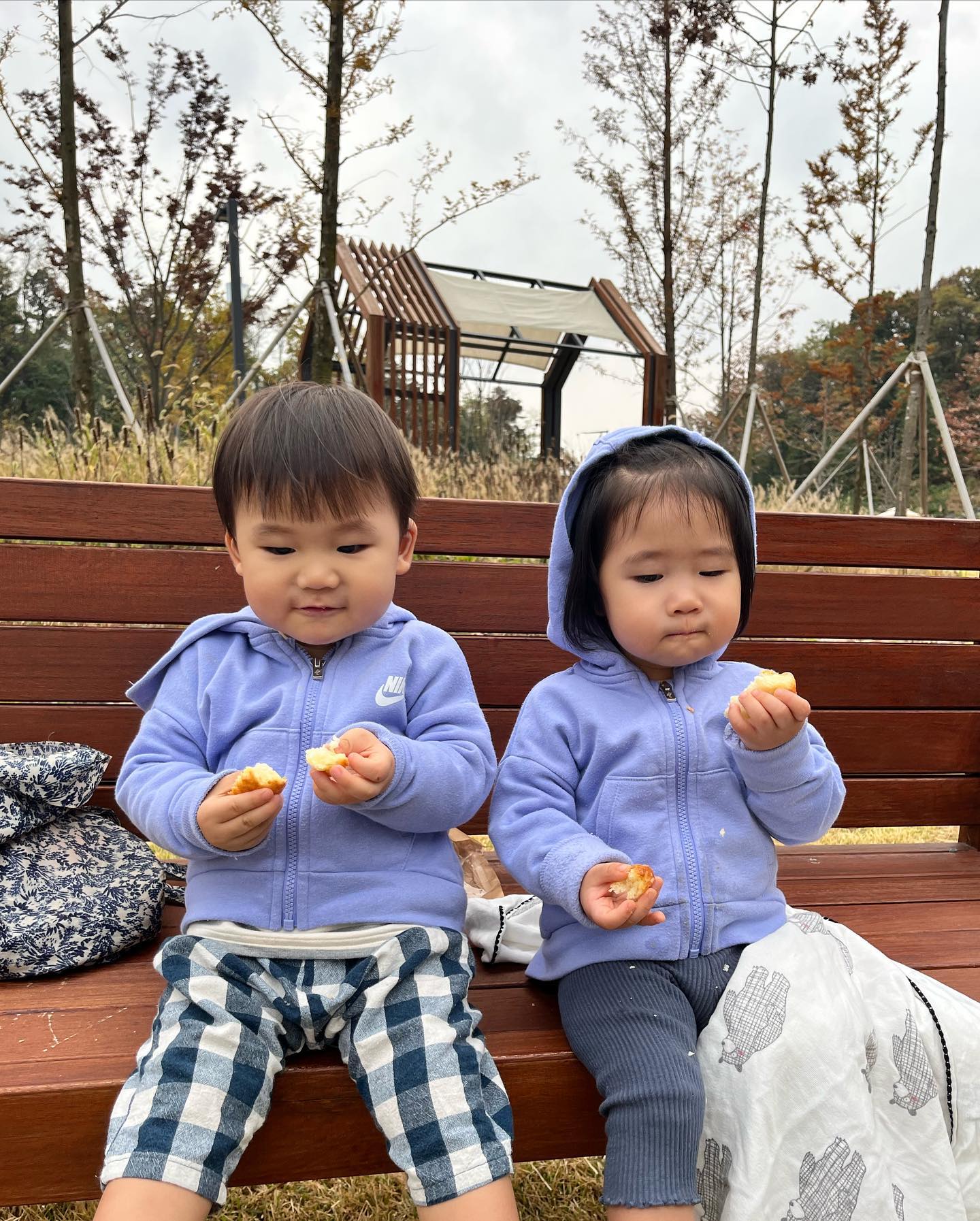 #하둥이네‘◡’✿ 

지난주 비가 오기 전에 
하원 후 공원가기🤎

귤을 너무 좋아하는 
하둥이👦🏻👧🏻❣️🍊🍊
귤껍질도 야무지게 까는거 보고 놀랬구요🥹
올 겨울 열심히 까보자💕

빵이랑 과일 있으면 어느곳에든
잘지낼거 같네ㅋㅋㅋㅋㅋ
아침에 눈뜨면 매일 바나나,빵,까까,귤,물 달라며
자기주장 강해진 너네😅😅그래그래 알았어

#쌍둥이일상그램#쌍둥이육아그램
