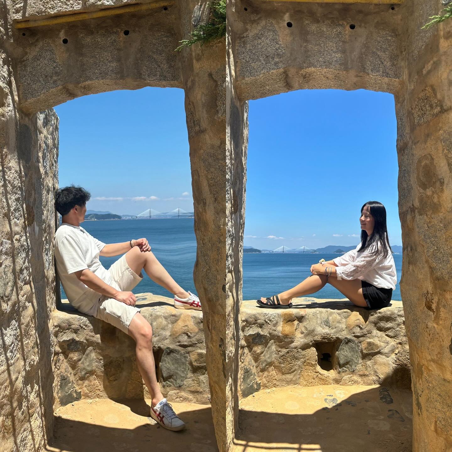 _
여름이 되면 불쾌지수로 불독이 되는 자와 🙋🏻‍♂️
배고프면 그냥 물어뜯는 자🙆🏾‍♀️
우리는 여름이 참 힘듭니다🔥🔥🔥 
불같은 여름날씨에 🐶싸움 :)이번 여행에도 두번 싸움ㅋㅋㅋ
뭐 또 언제싸웠냐는 듯 낄낄대며 서로 놀리기 바쁜 하얀애까만애
이번여행은 특.히.나 a-z까지 다 준비해줘서 고맙고 미안하네
.
막날인데 화상입어서 물놀이 못하고 카페콕 하며 노을질때 기다리는 🙋🏻‍♂️
4년전 거제왔을때 여기 노을 너무 예뻤다는 내말, 기억해줘서 너무 고..고마운데 노을안질때도 예쁘다^^ 이제 집에 좀 가볼까 우리🙄 
본인 계획 다 실행해야하는 당신 덕분에 지치는데, 내일 침대에 뒹굴면서 사진보면 또 고맙고 그러겠지? 
#변태아님 #돌i #둘중하나만해 
.
.
📍매미성
tmi_찍어달라 애원해서 한장찍어주신 귀한 사진🖤🤍🖤
#끼리🐘 #기리투어_거제 #거제매미성🏰 #귀한사진📸 #안찍어줌 #커플사진그램 #아주미아저씨 #사이좋게지내자우리 #보고있는데 #벌써그리운시간 #2024여름휴가