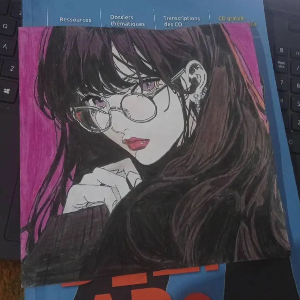 After a month and a half and after surviving 20+ days of exhaustion due to my finals, she's finally here! (the reference I used is included here, and it's the last pic!)
I really like how it turned out (and of course, I HAD to use my old French book for this!), and I hope I will hang it on my wall in the future because I love it very much!

Should I call her Miss Intj/Intp or something like that? She just gives me those kind of vibes!

#art #randomart #artoftheday