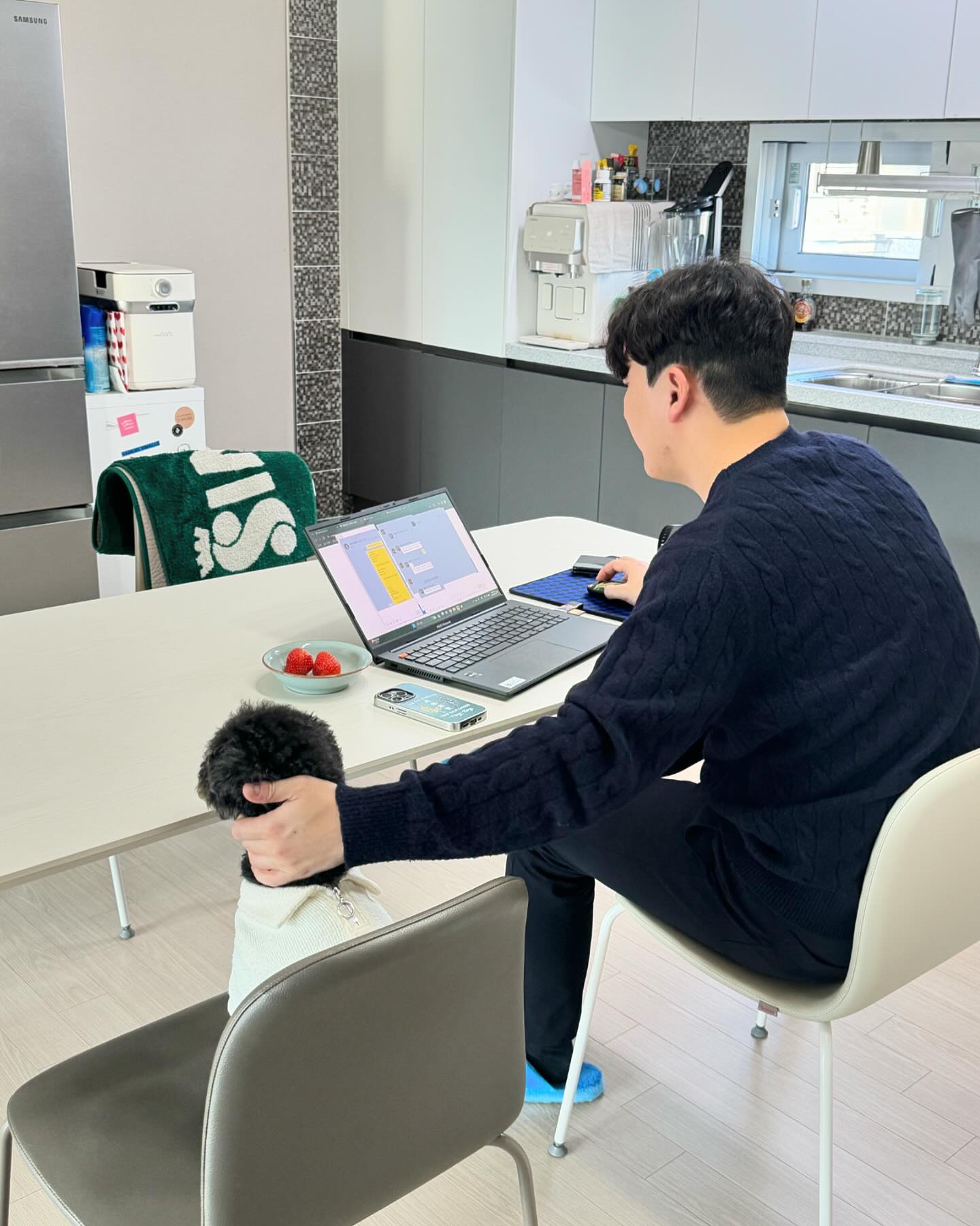 사이 좋아보이지만, 딸기를 노리느라 얌전😆