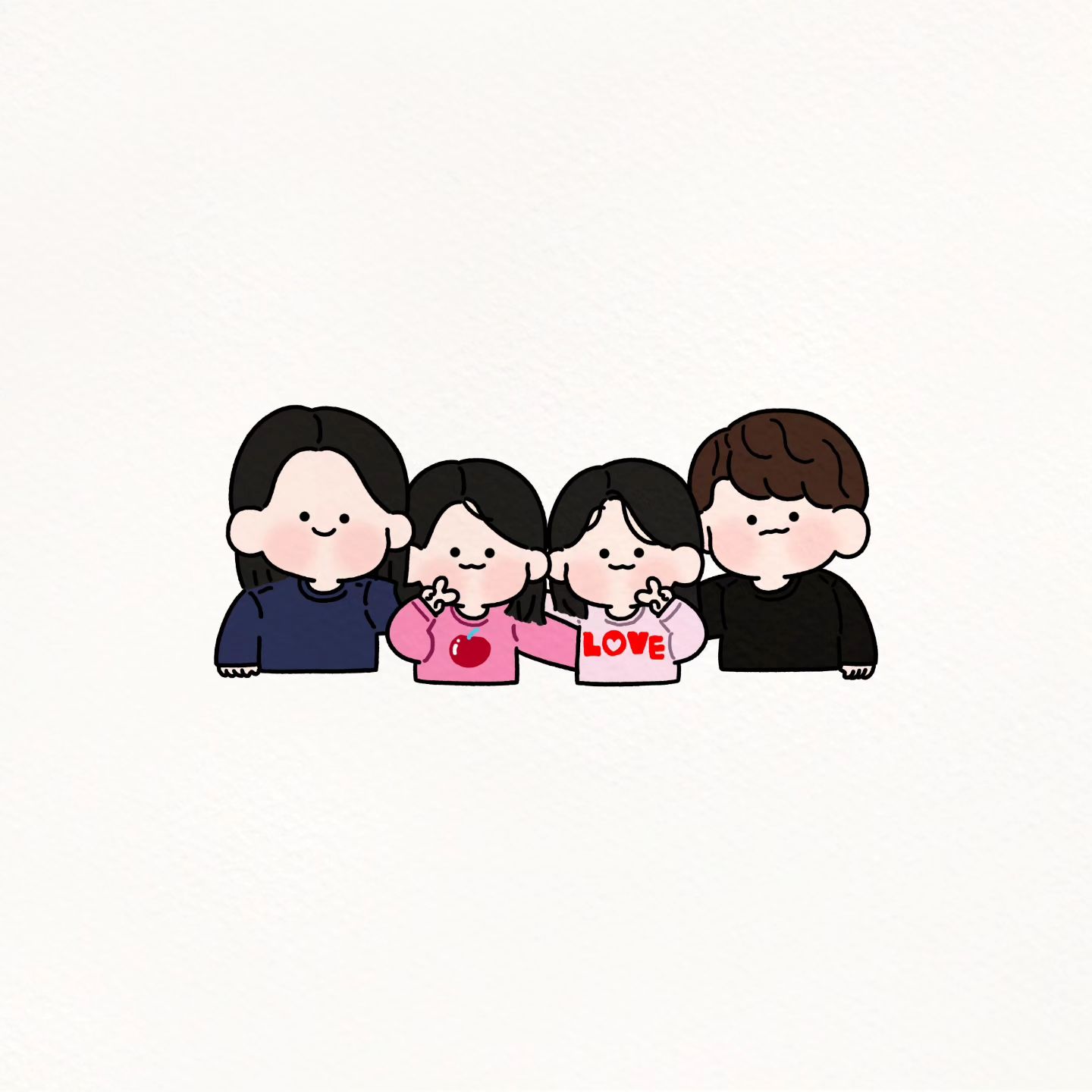 너무나 귀여운 #가족그림 😍
끌끌 이벤트로 받게되었어요❤️

애들이 자라면서 가족이 함께 사진찍은게 없다는걸
새삼 또 느끼는 날😭
따로있는 사진으로 요렇게 이뿌게 그려주시고~~
너무 감사드려요😍

맘에 쏙들어서 프로필사진들 변경하러 다니는중😆

#가족사진 #캐리커쳐 #가족 #미니캐리커쳐 #감사합니다 

kkeul_kkeul