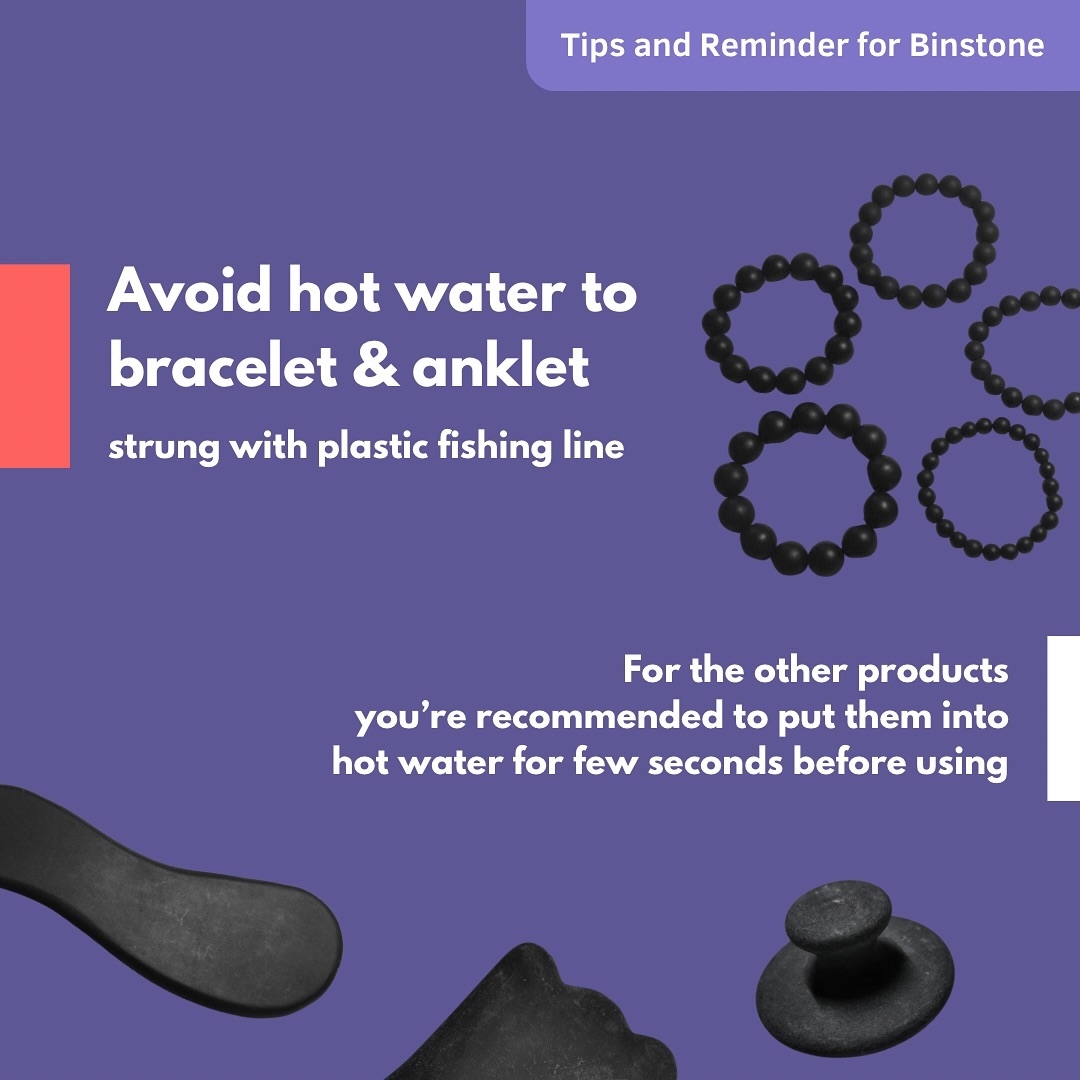 往右滑看中文版本▶️

💡Tips & Reminders for Binstone

·Avoid hot water to bracelet & anklet strung with plastic fishing line

·For the other products, you're recommended to put them into hot water for few seconds before using

💡溫馨提示 ． 砭石

·魚絲編織品如手/腳鏈：避免接觸熱水

·無魚絲的產品：建議使用前先浸泡幾秒熱水以獲更佳體驗

#binstone #binstone #health