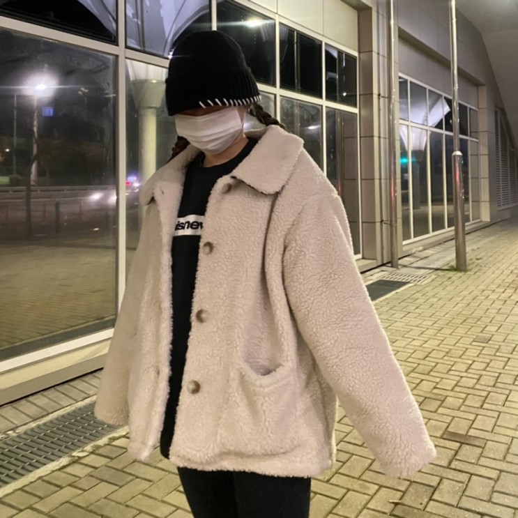 < 모카썸 > 겨울에 찰떡! 루즈핏 카라 플리스 자켓