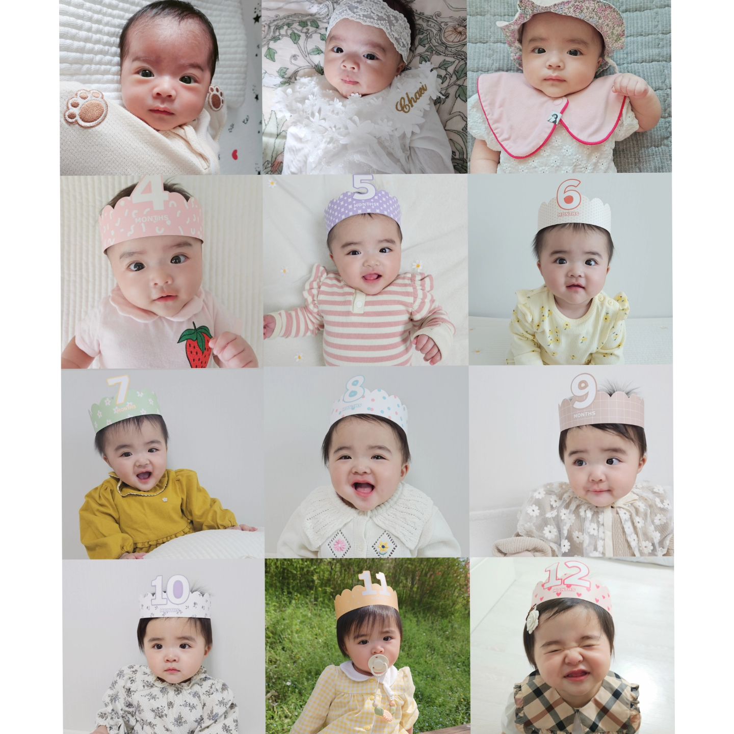채이의 12개월 💗

엄마가 늦게 알아서 4개월부터 했던 개월수 촬영
언제 이렇게 컸는지...🥹

조리원에서 찍었던 사진이랑
지금이랑 비교도 해보고

생일날 아침엔 흰밥, 소고기미역국, 애호박볶음,
토마토계란볶음,소고기볶음,망고요거트
첫 유아식도 맛있게 먹어줘서 고마워🫶

한순간도 안 예쁜 순간이 없었던 우리 채이
지금처럼 건강하고 행복하게 쑥쑥 자라자 💕

#12개월 #12개월아기