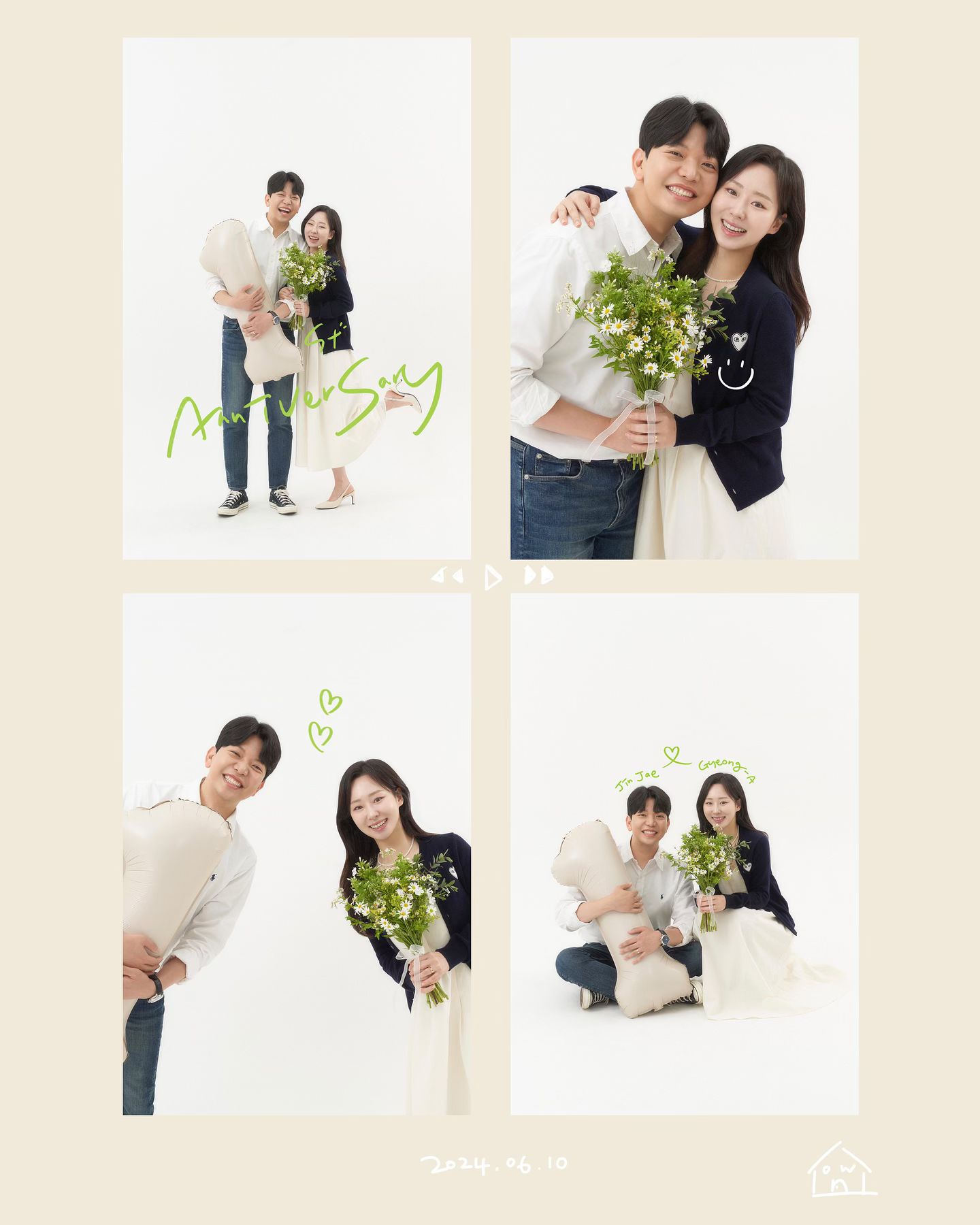 1주년 결혼기념일 추억 남기기 🍀💛
어떻게 우리 눈코입 이렇게 다 다른데 느낌이 비슷할 수 있지? 
점점 닮아가는 우리 ✨내년에도 또 재밌는거 하자 ?
막상 사진 찍으면 나보다 더 자연스러운 카메라 체질 진재뤼 ෆ 

#결혼기념일사진 #신혼부부일상