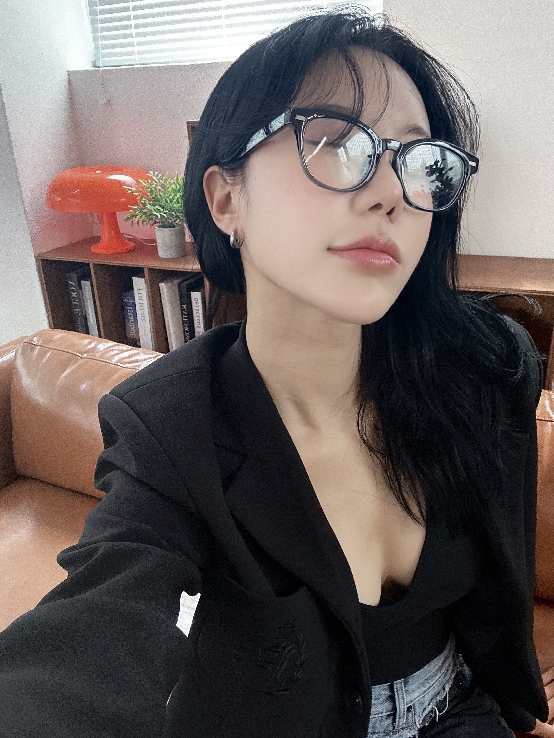 [SeeChic] 웰링턴 스퀘어 타원 뿔테 블루라이트 차단 안경