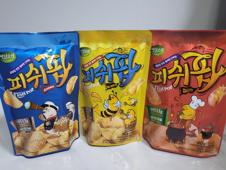 단백질과자 바다소리 피쉬팝 3종
