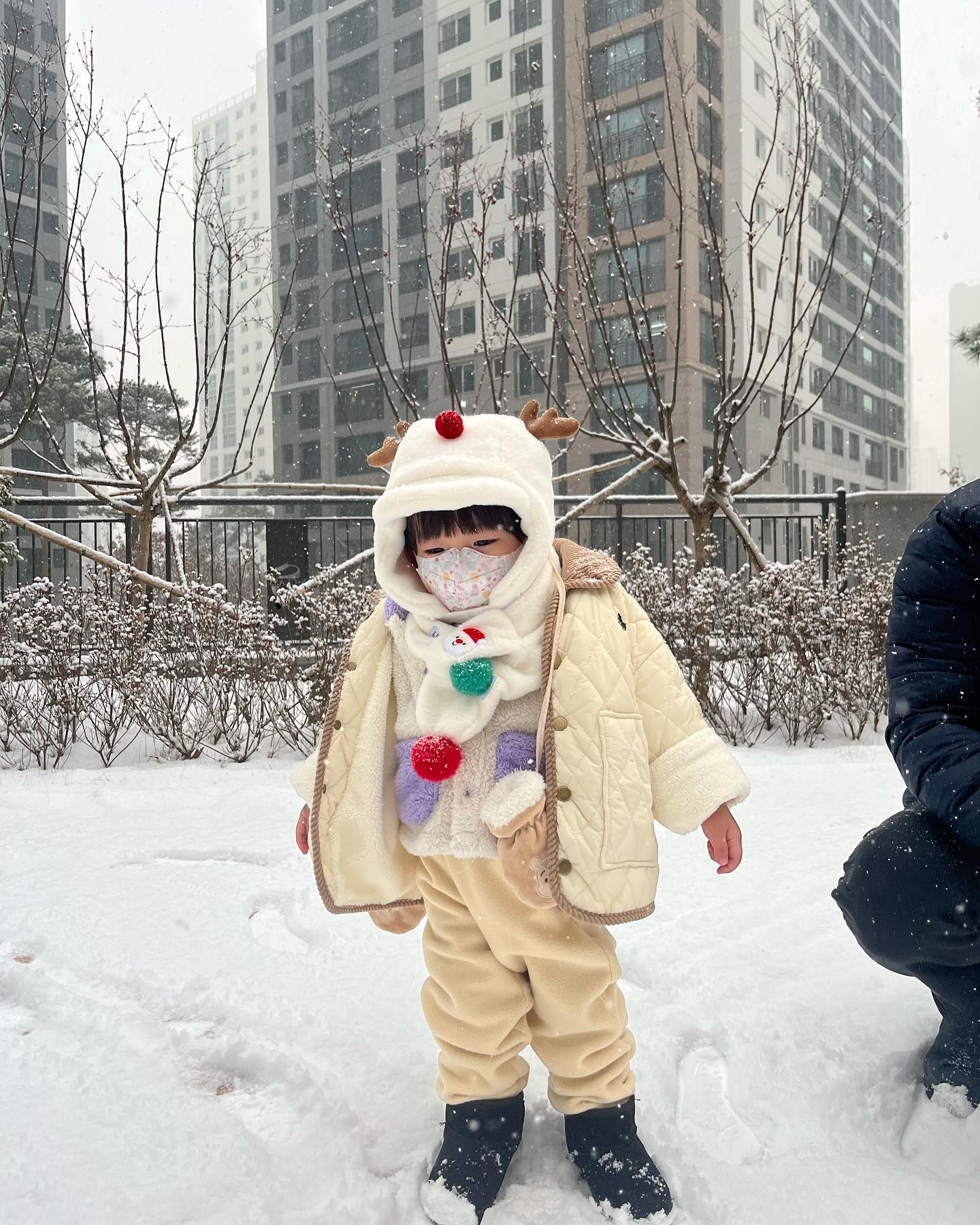 눈이 너무예쁘게 내려서 호다닥 씻지두않고 나가봄❄️
저번에는 격렬하게 눈밟으며 놀았는데 약간 시큰둥?!

눈오는 놀이터에서 논다고 뒤뚱하다가 2번이나 넘어지고
혹나고 통곡....🥲
그와중에 아빠가 눈사람 만들어줌
목두꺼워서 목도리안맞는다🤣

#일상기록 #눈오는날 #눈사람만들기